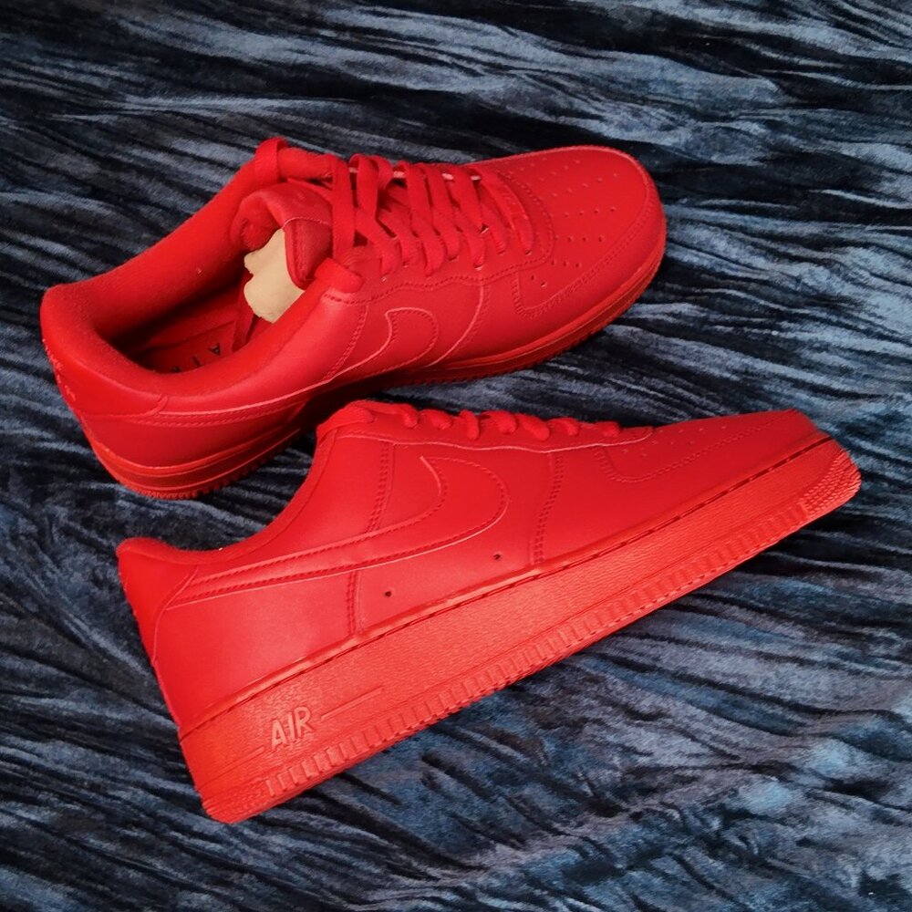 Nike Air Force 1 low, triple red, size 8.5